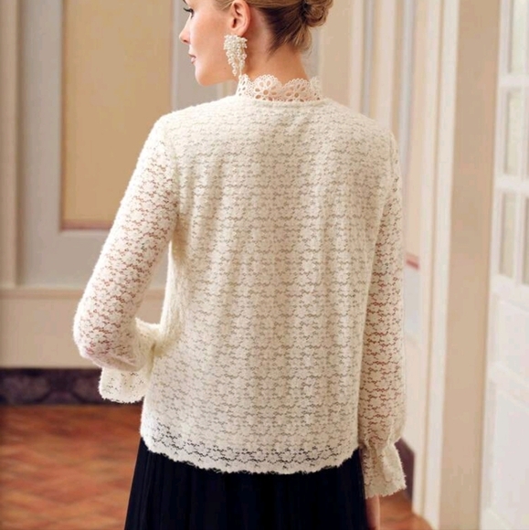 LACE MOCK NECK FLARE SLEEVE BLOUSE - Picture 3 of 5